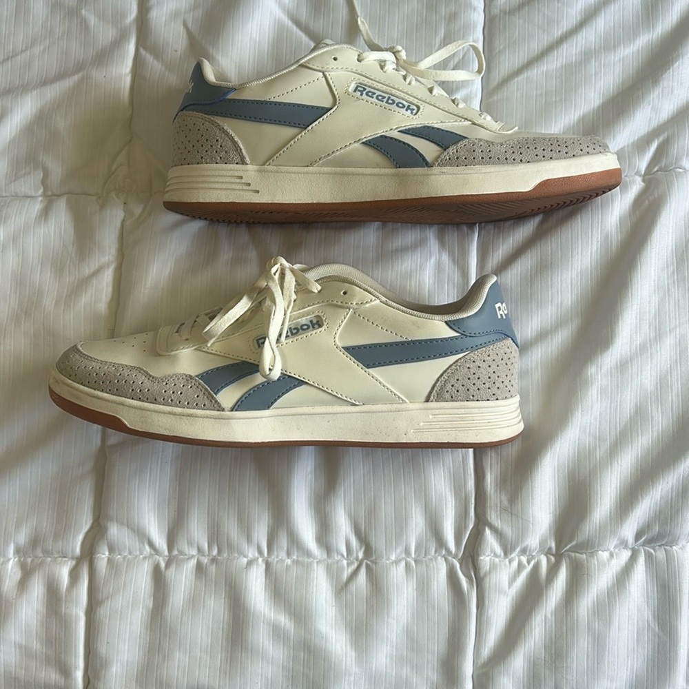 Reebok Cream and Blue Classic Sneakers